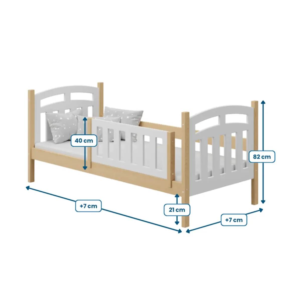 Łóżko drewniane pojedyncze ZUZIA wymiary MEBLE WRÓBEL
