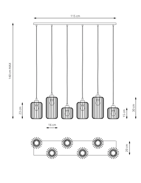 Lampa wisząca VANDER 6 BL EMIBIG