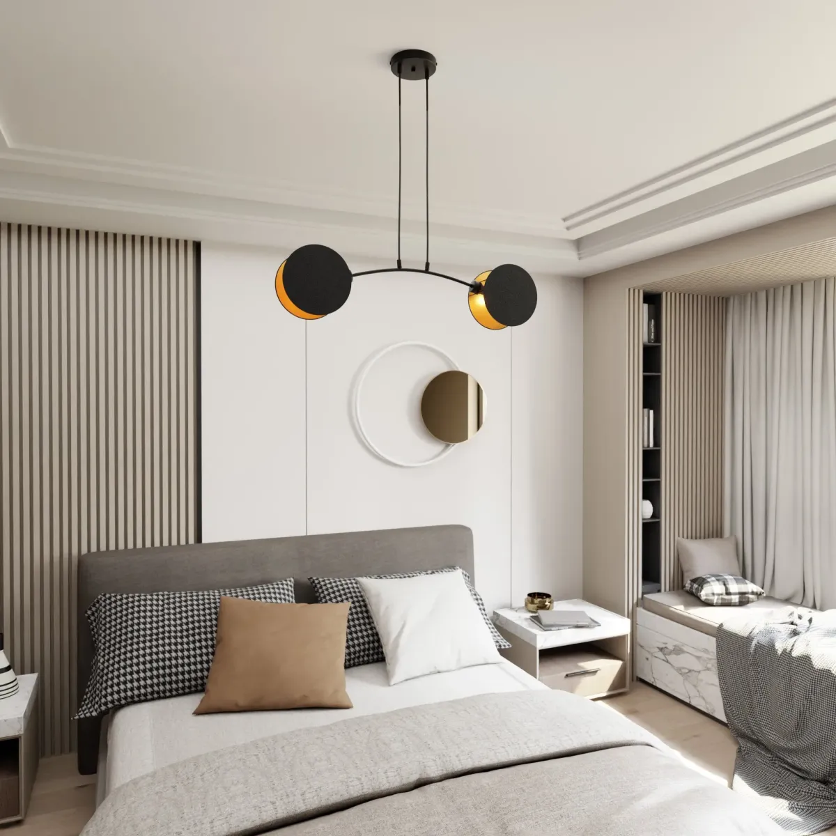 Lampa wisząca MOTIF 2 BLACK/GOLD EMIBIG