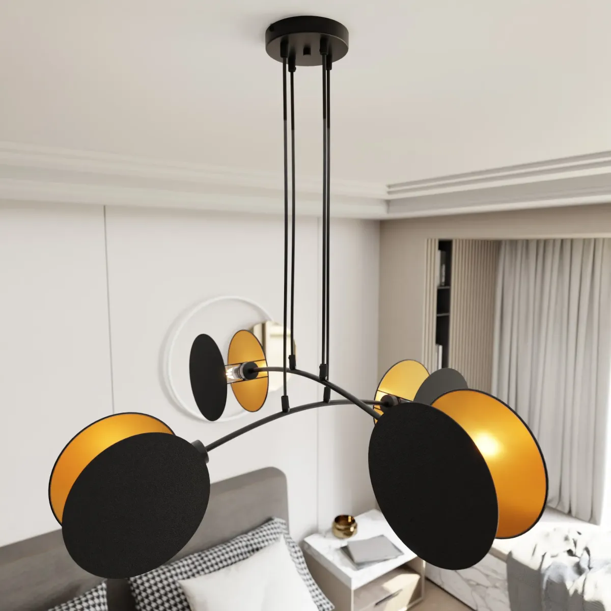 Lampa wisząca MOTIF 4 BLACK/GOLD EMIBIG