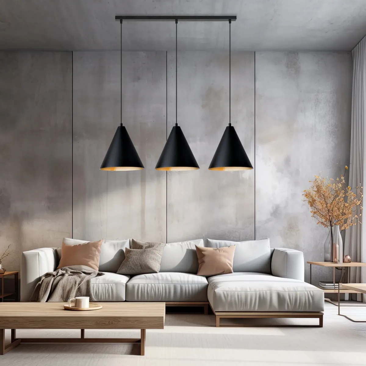 Lampa wisząca REBEL 3 BLACK/GOLD EMIBIG