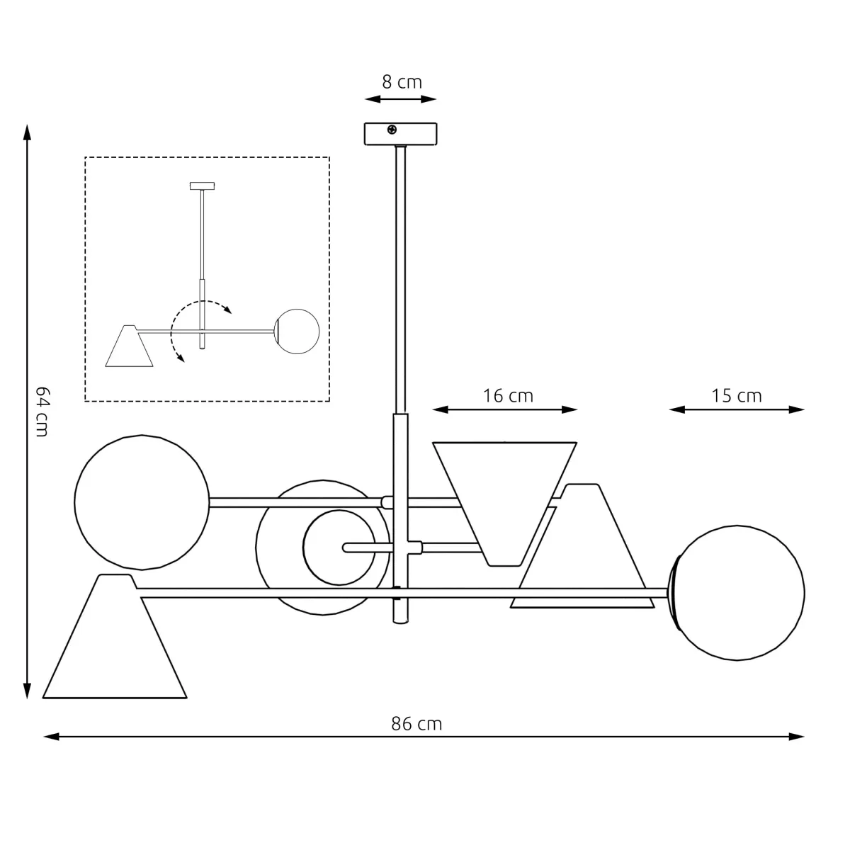 Lampa sufitowa HERMES  6 EMIBIG