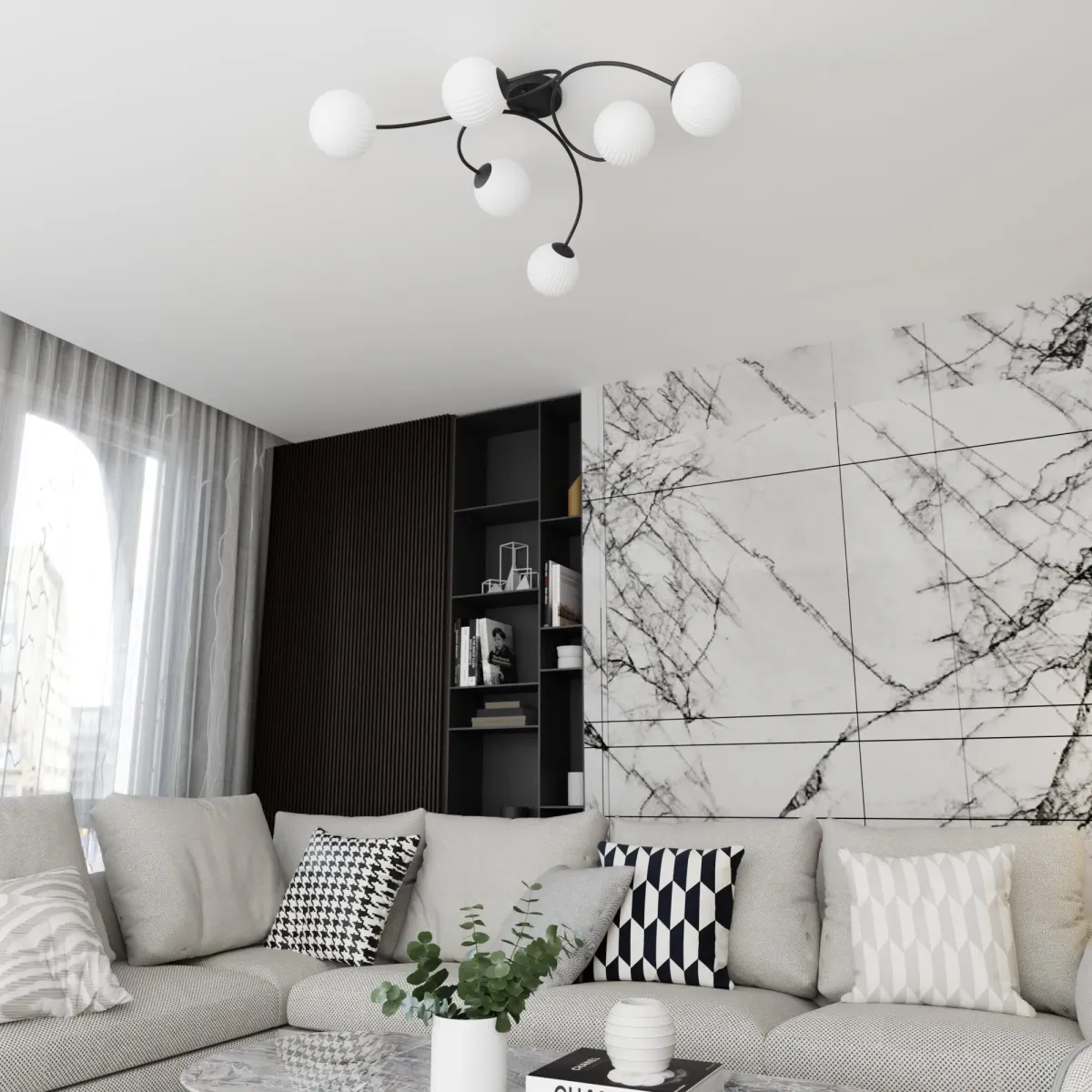 Lampa sufitowa VIBRA 6 BL OPAL EMIBIG