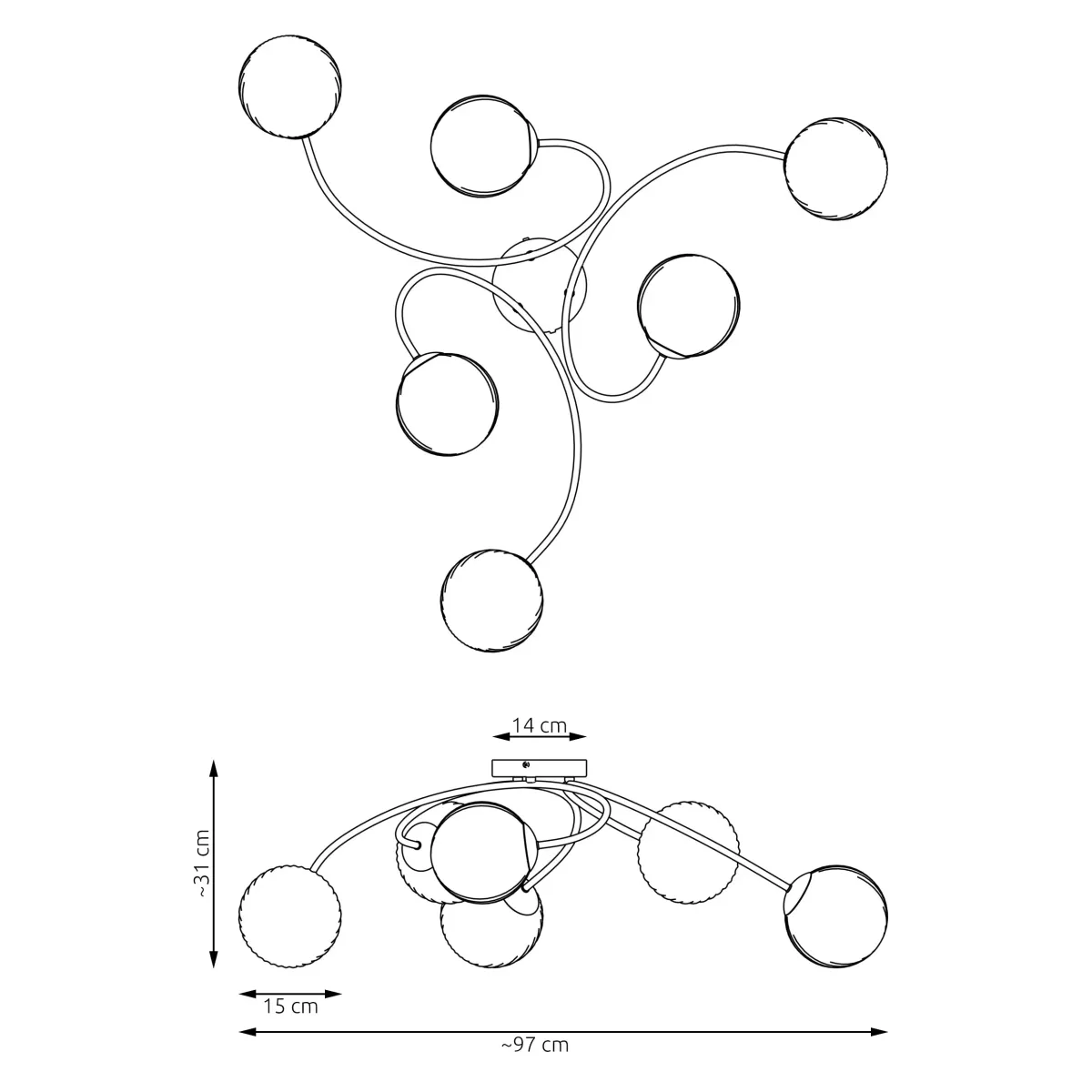 Lampa sufitowa VIBRA 6 BL EMIBIG