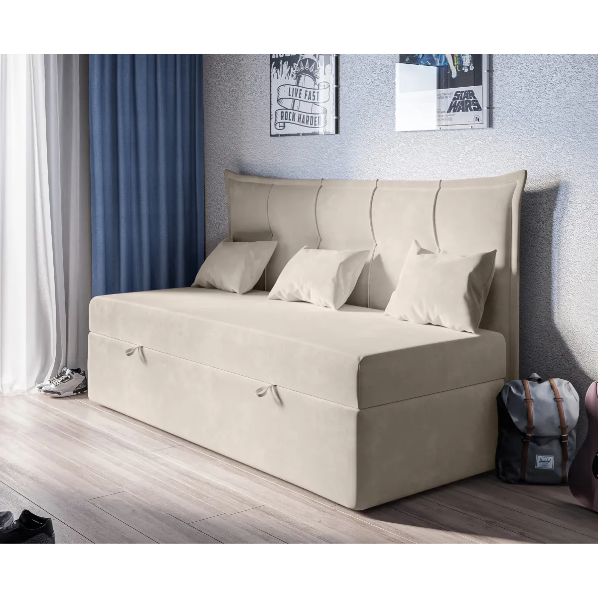 Łóżko tapicerowane BENCH LAVERTO podnoszone