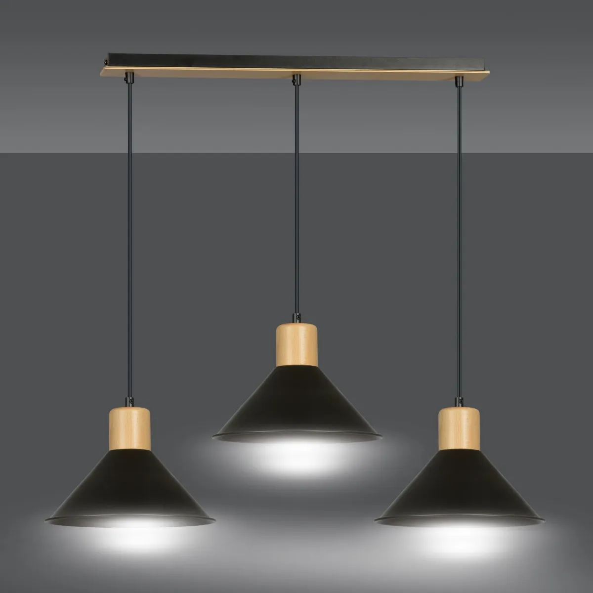 Lampa wisząca ROWEN 3 BLACK EMIBIG