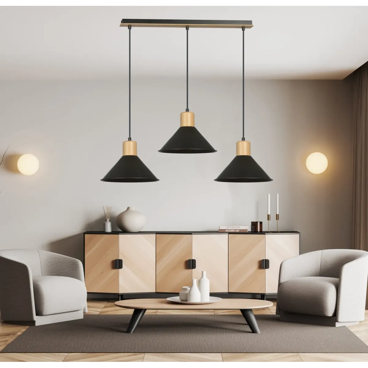 Lampa wisząca ROWEN 3 BLACK EMIBIG