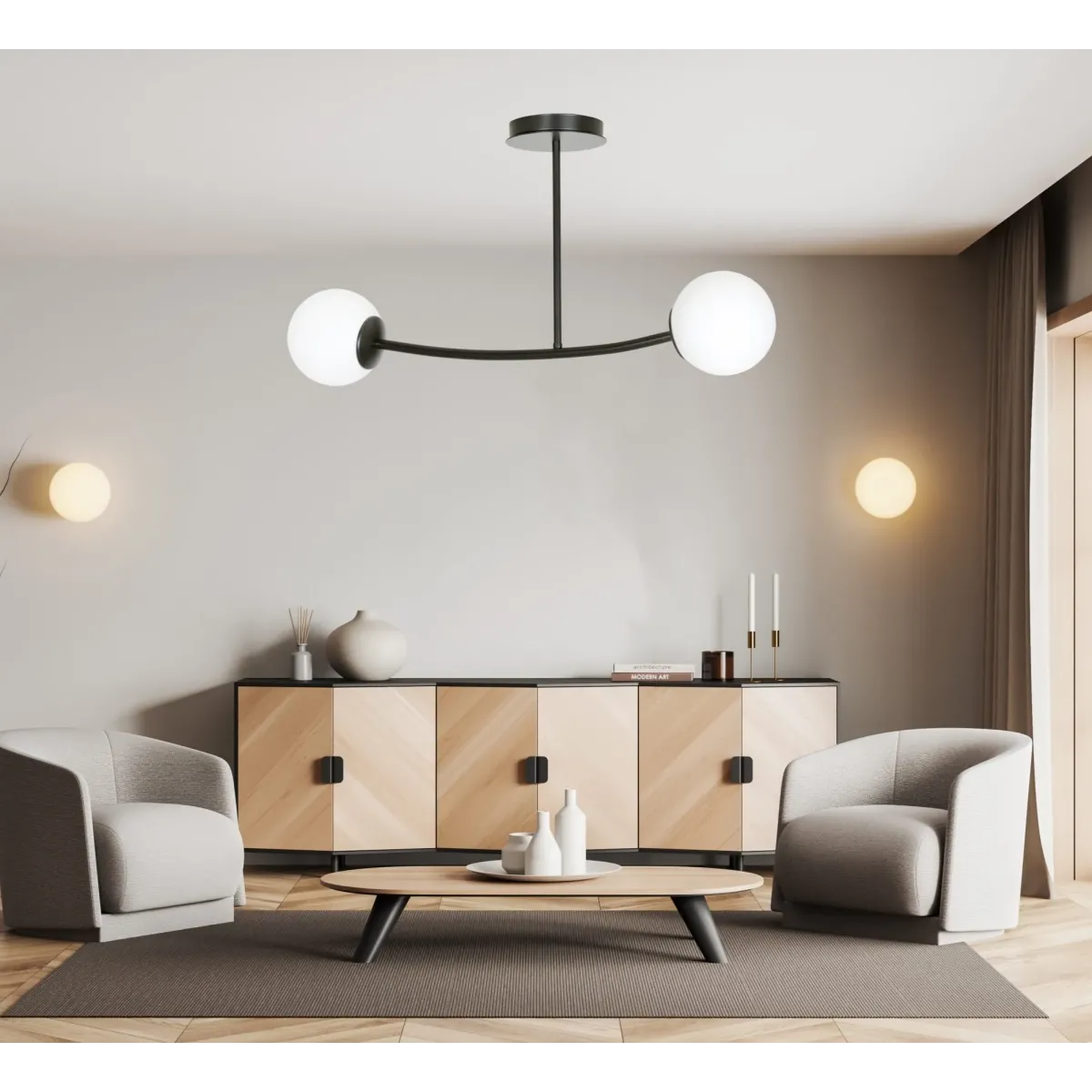 Lampa sufitowa HALLDOR 2 BLACK EMIBIG