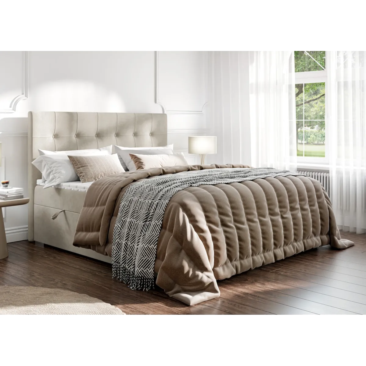 Łóżko kontynentalne DENIZ LAVERTO podnoszone