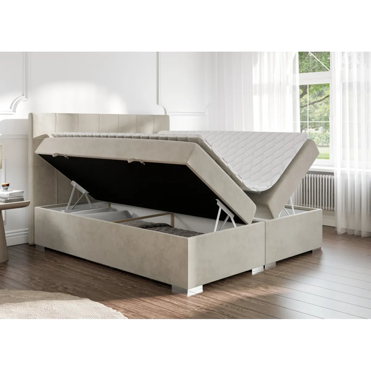 Łóżko kontynentalne DENIZ LAVERTO podnoszone