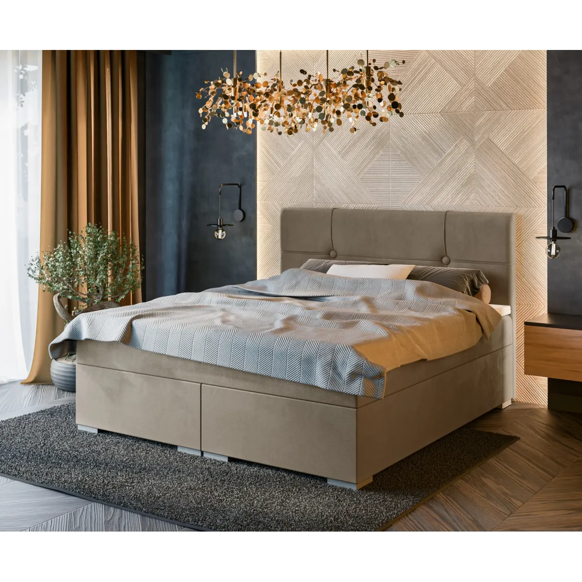 Łóżko kontynentalne GAIA LAVERTO podnoszone