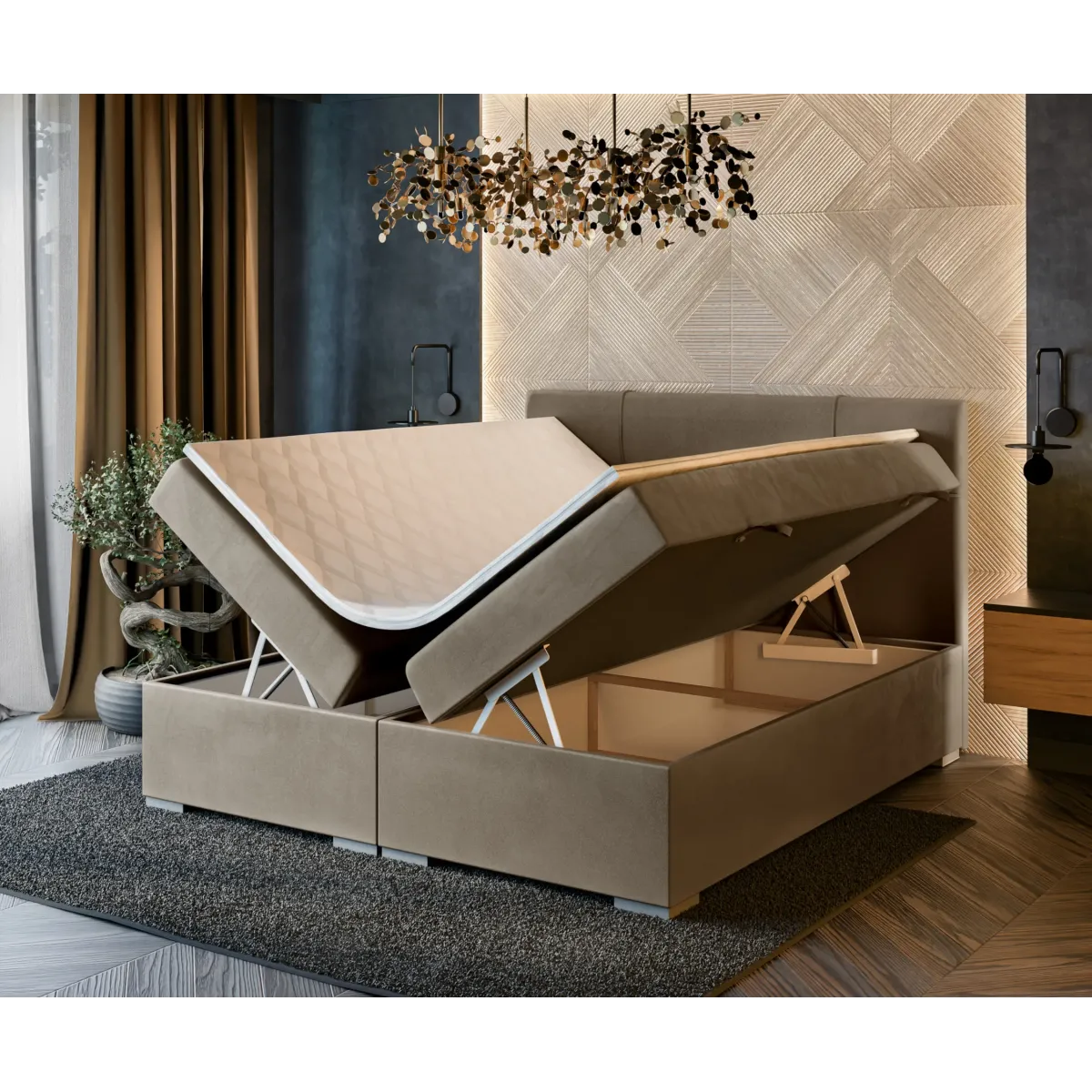 Łóżko kontynentalne GAIA LAVERTO podnoszone