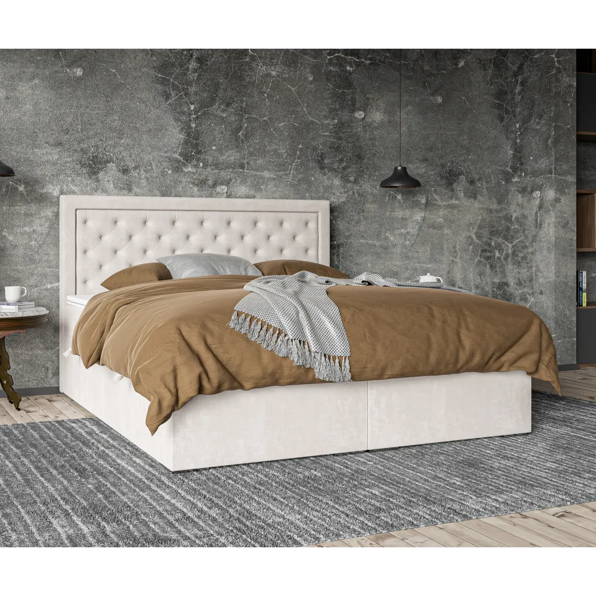 Łóżko kontynentalne GLAMOUR LAVERTO podnoszone