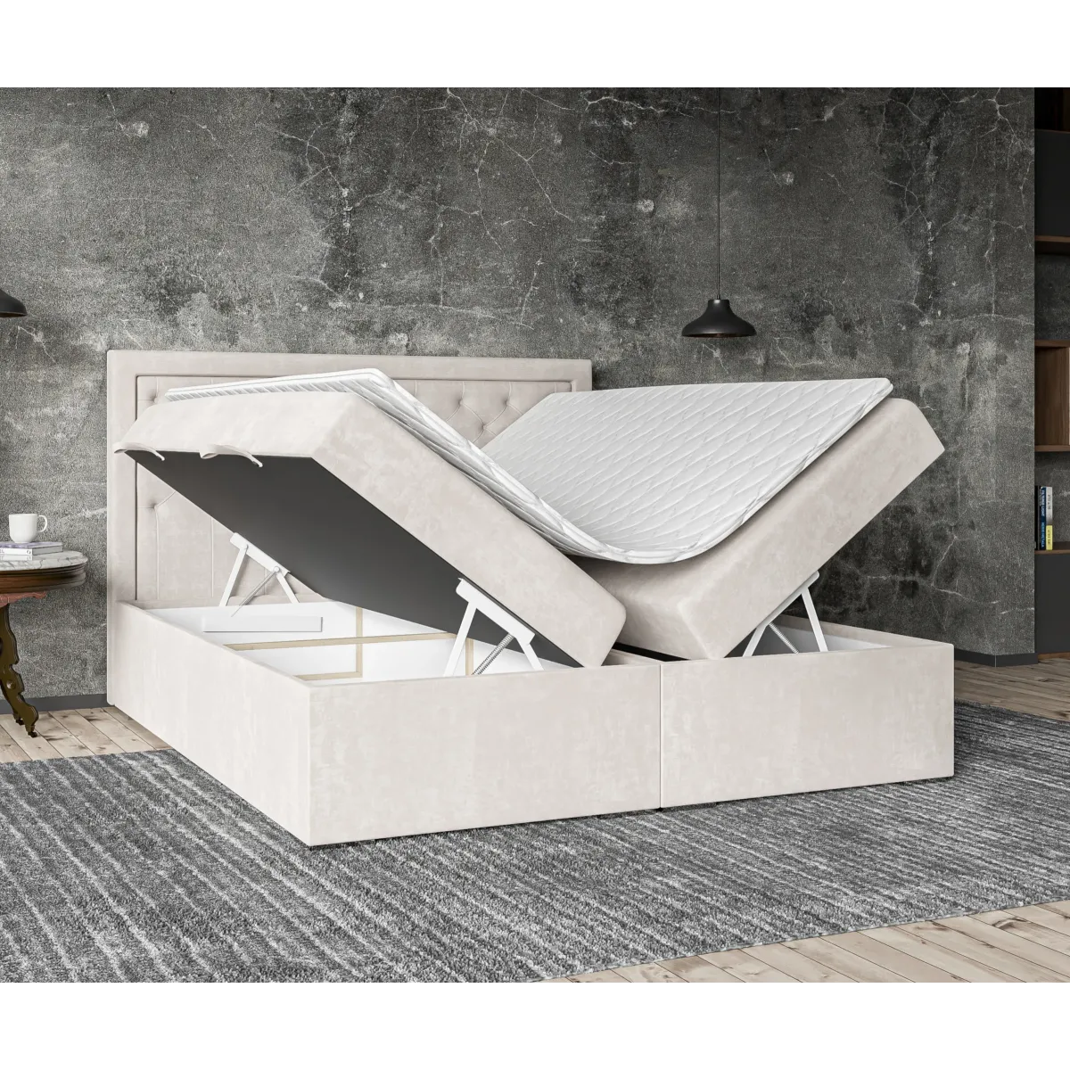 Łóżko kontynentalne GLAMOUR LAVERTO podnoszone