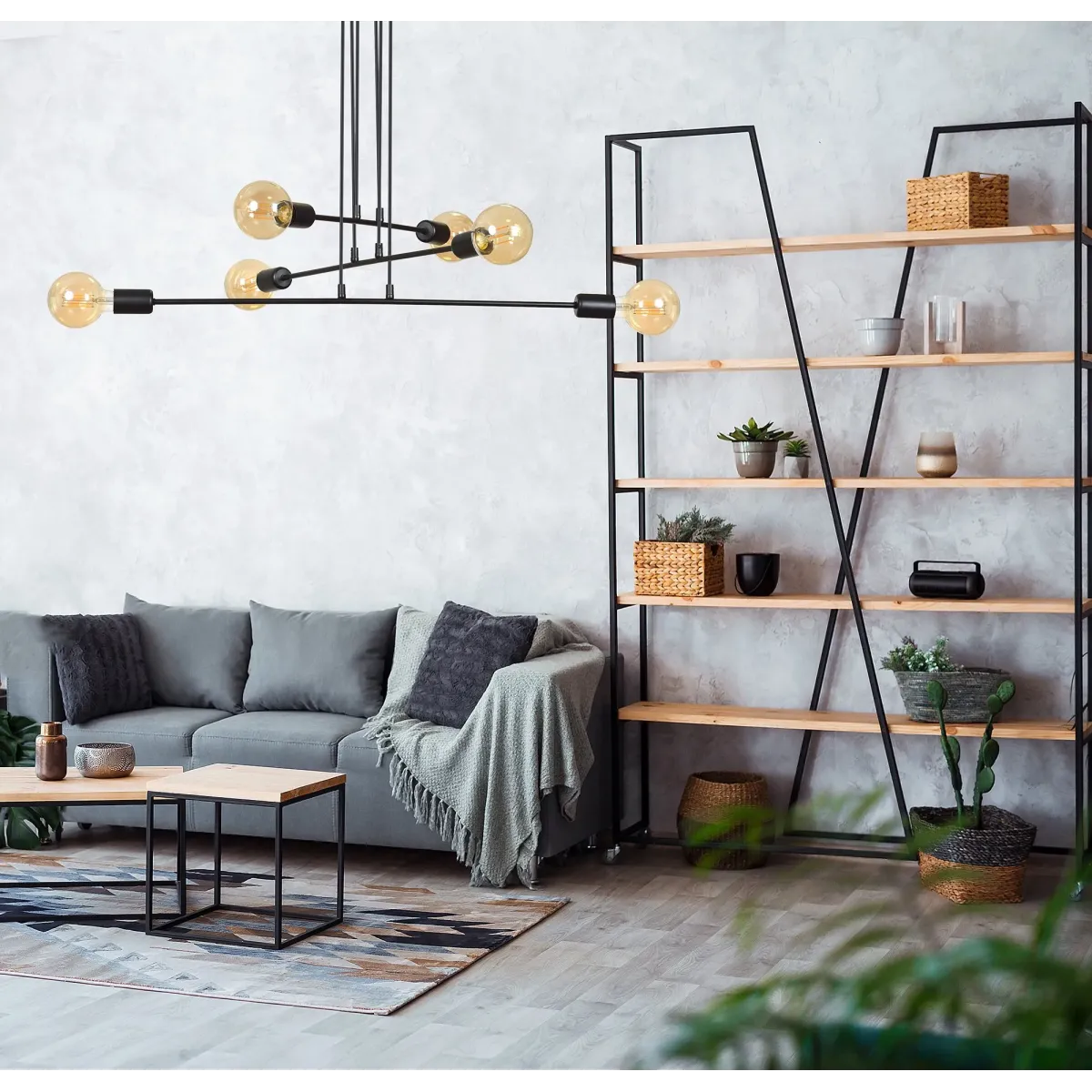 Lampa wisząca MULTIPO 6 BLACK EMIBIG