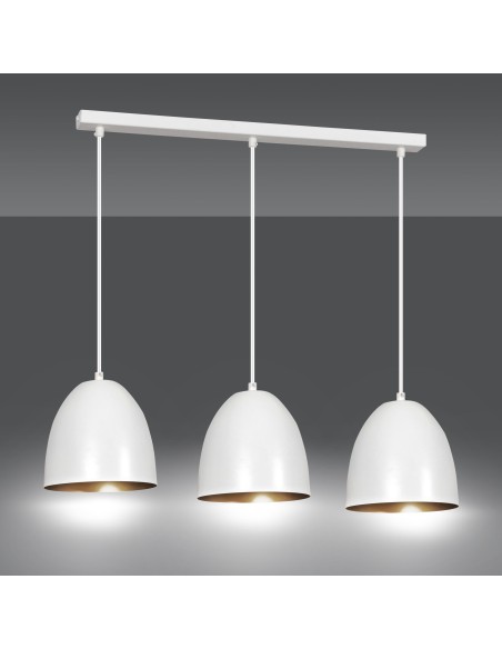 Lampa wisząca LENOX 3 WHITE/GOLD EMIBIG