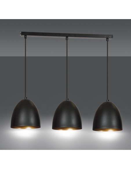 Lampa wisząca LENOX 3 BLACK/GOLD EMIBIG