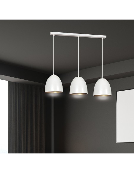 Lampa wisząca LENOX 3 WHITE/GOLD EMIBIG