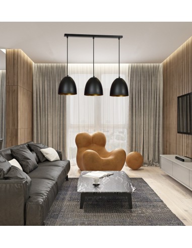 Lampa wisząca LENOX 3 BLACK/GOLD EMIBIG