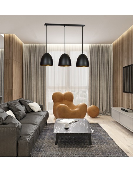 Lampa wisząca LENOX 3 BLACK/GOLD EMIBIG