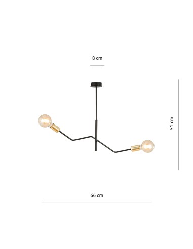 Lampa sufitowa BOLT 2 BLACK/ GOLD EMIBIG