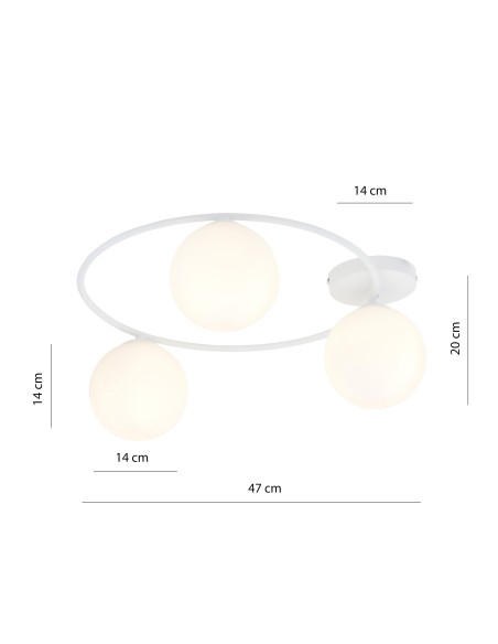 Lampa sufitowa SOPRA 3 WH OPAL EMIBIG