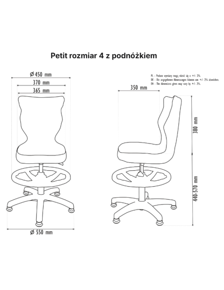 Krzesło obrotowe dziecięce na stopkach PETIT ENTELO
