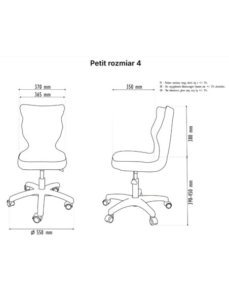Krzesło obrotowe dziecięce na kółkach PETIT ENTELO