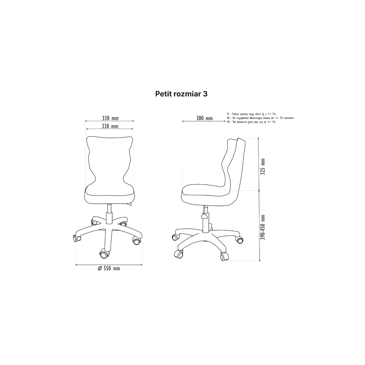 Krzesło obrotowe dziecięce na kółkach PETIT ENTELO