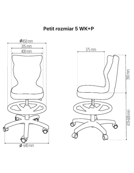Krzesło obrotowe młodzieżowe z podnóżkiem na kółkach  PETIT ENTELO