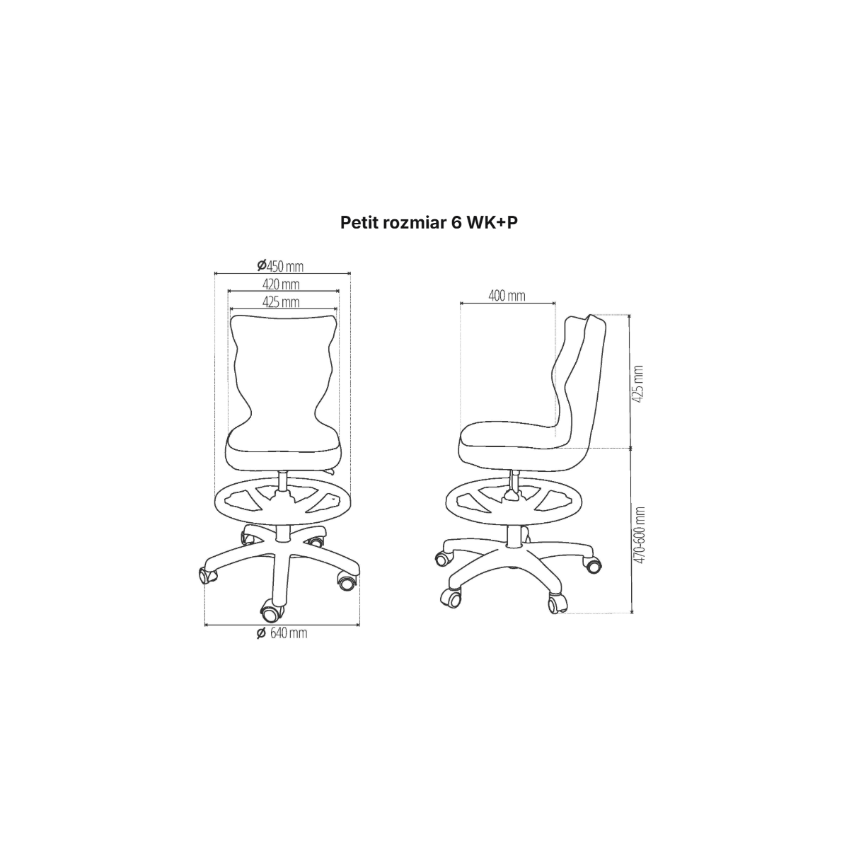 Krzesło obrotowe młodzieżowe z podnóżkiem na kółkach  PETIT ENTELO