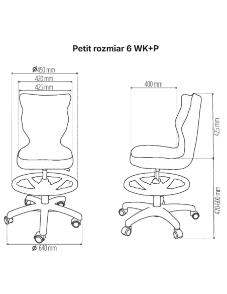 Krzesło obrotowe młodzieżowe z podnóżkiem na kółkach  PETIT ENTELO