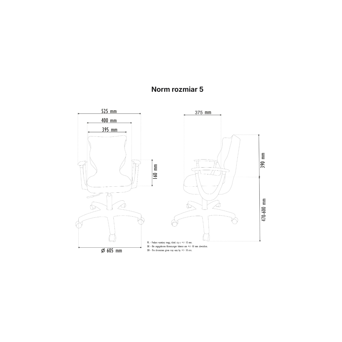 Krzesło obrotowe młodzieżowe z podłokietnikami na kółkach NORM ENTELO