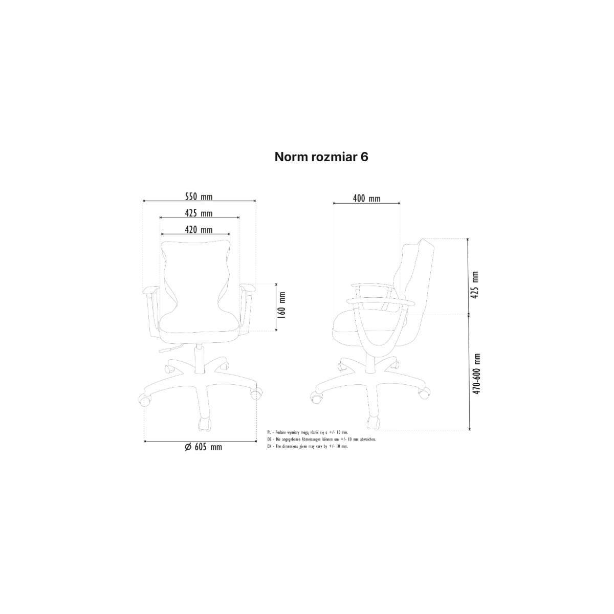 Krzesło obrotowe młodzieżowe z podłokietnikami na kółkach NORM ENTELO