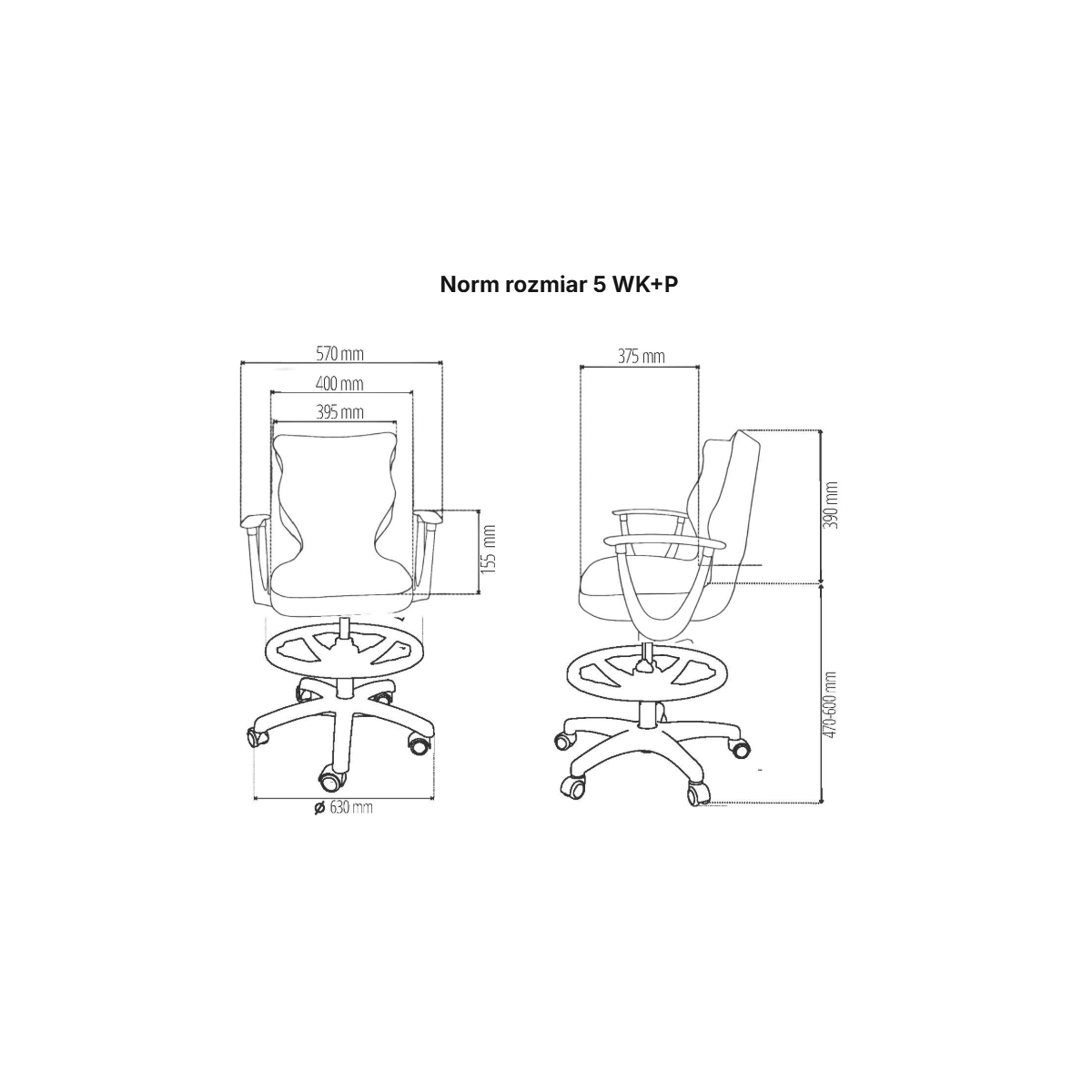 Krzesło obrotowe młodzieżowe z podłokietnikami i podnóżkiem na kółkach NORM ENTELO