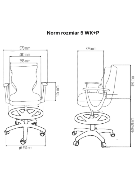 Krzesło obrotowe młodzieżowe z podłokietnikami i podnóżkiem na kółkach NORM ENTELO