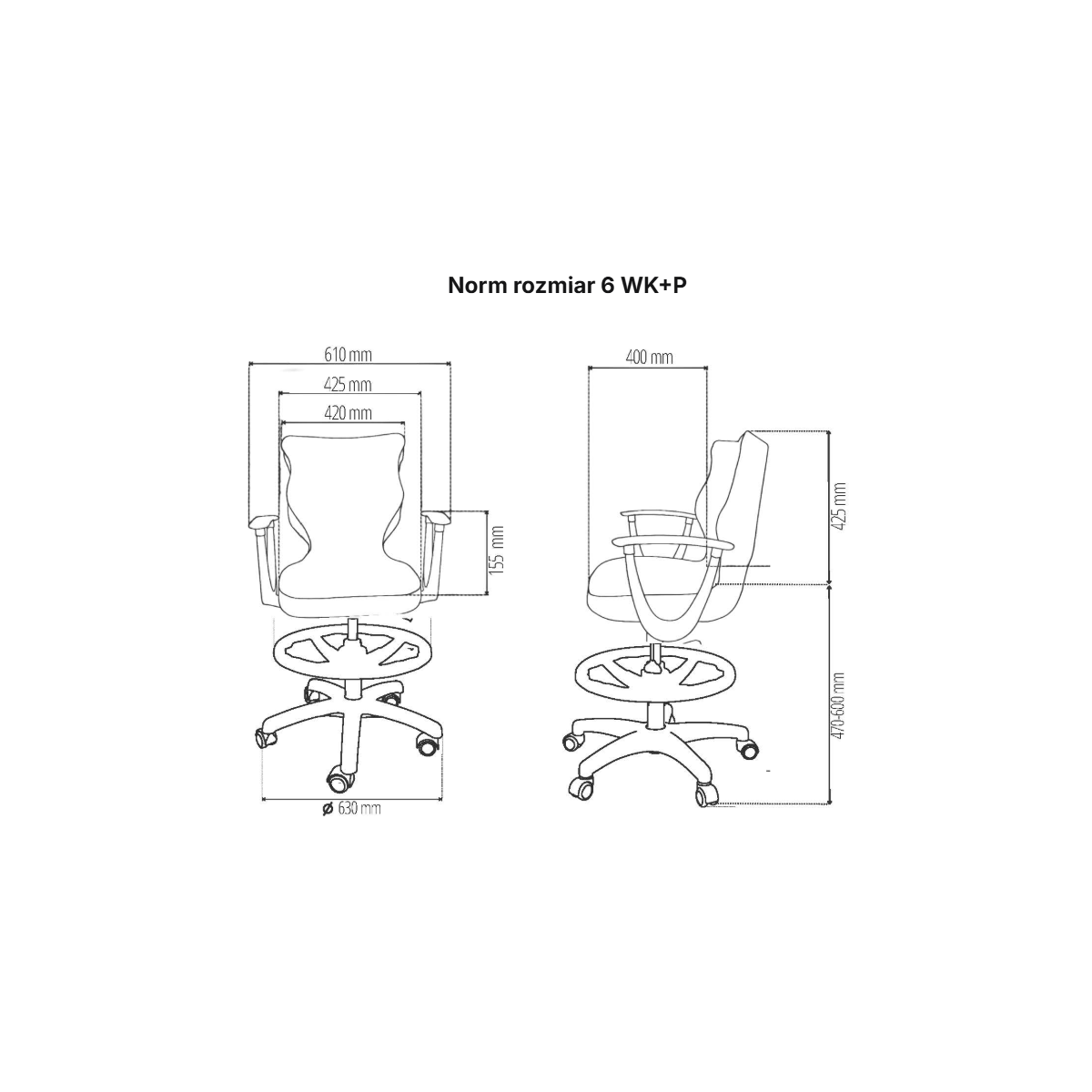 Krzesło obrotowe młodzieżowe z podłokietnikami i podnóżkiem na kółkach NORM ENTELO