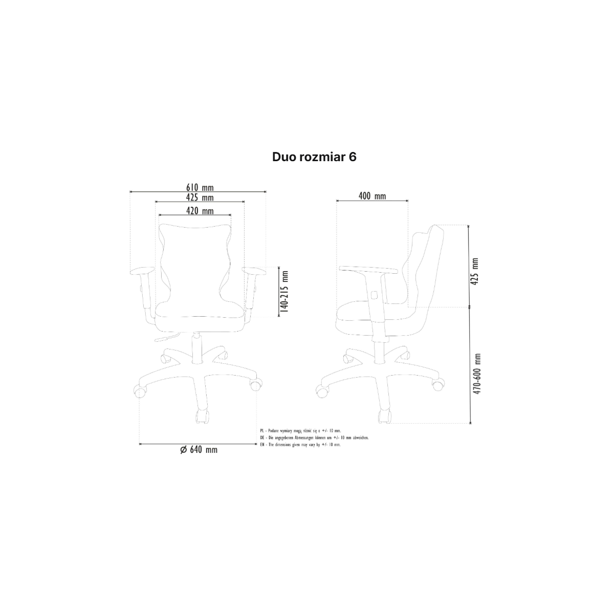 Krzesło obrotowe młodzieżowe z podłokietnikami na kółkach DUO ENTELO