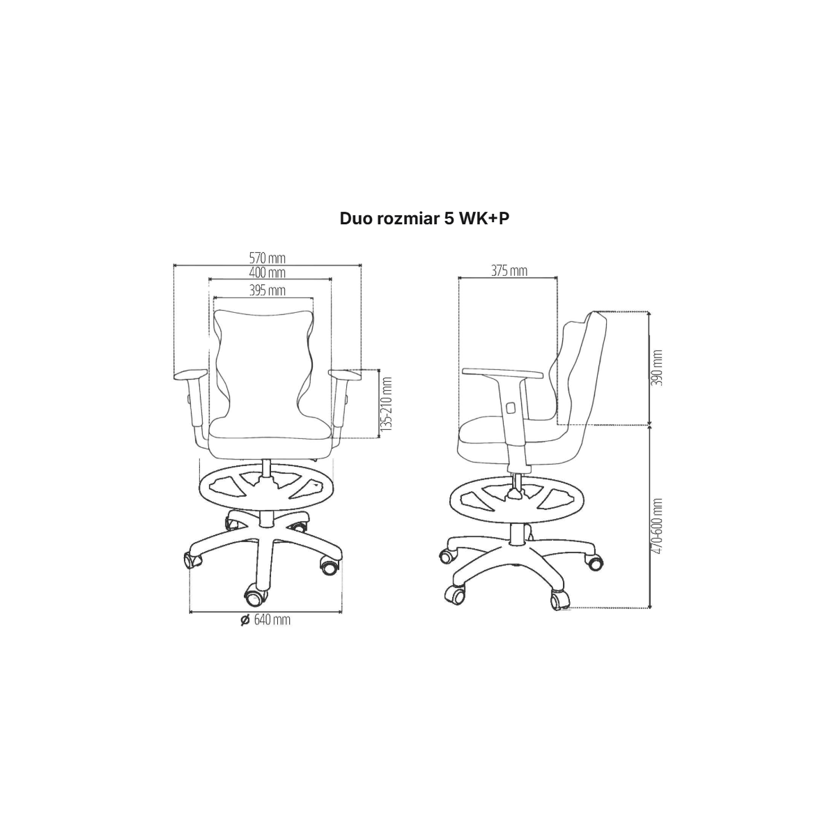 Krzesło obrotowe młodzieżowe z podłokietnikami i podnóżkiem na kółkach DUO ENTELO