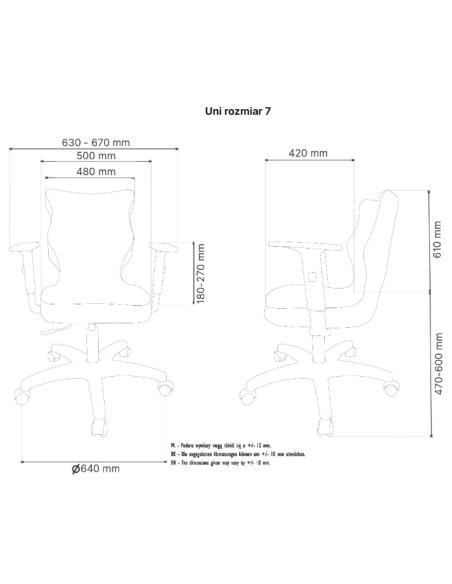 Krzesło obrotowe biurowe z podłokietnikami na kółkach UNI ENTELO rozmiar 7