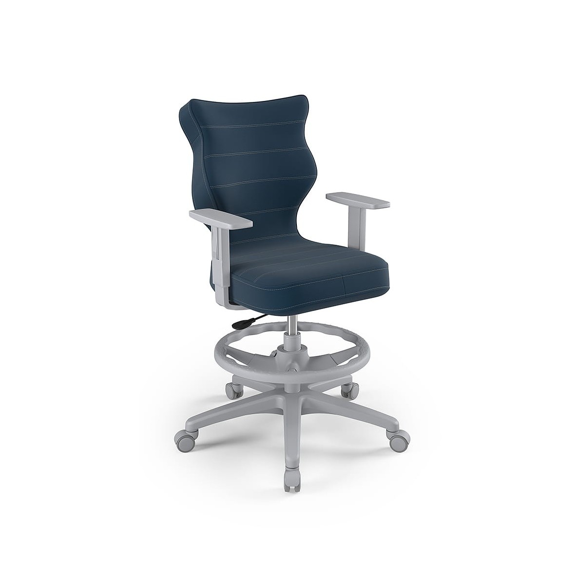 Krzesło obrotowe młodzieżowe z podłokietnikami i podnóżkiem na kółkach DUO ENTELO