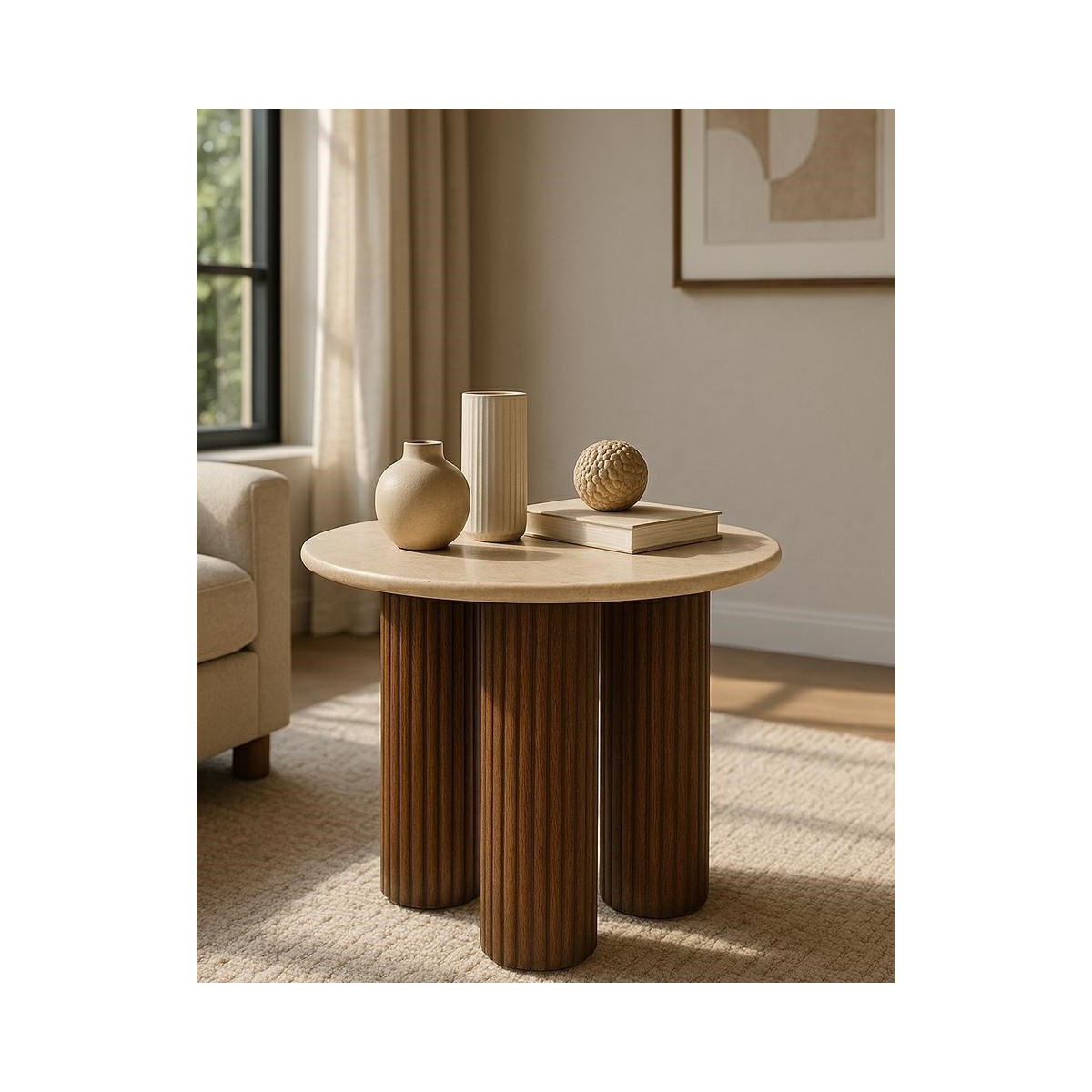 Stolik RAGNO marmur / drewno MaMaison