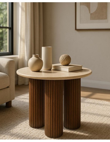 Stolik RAGNO marmur / drewno MaMaison