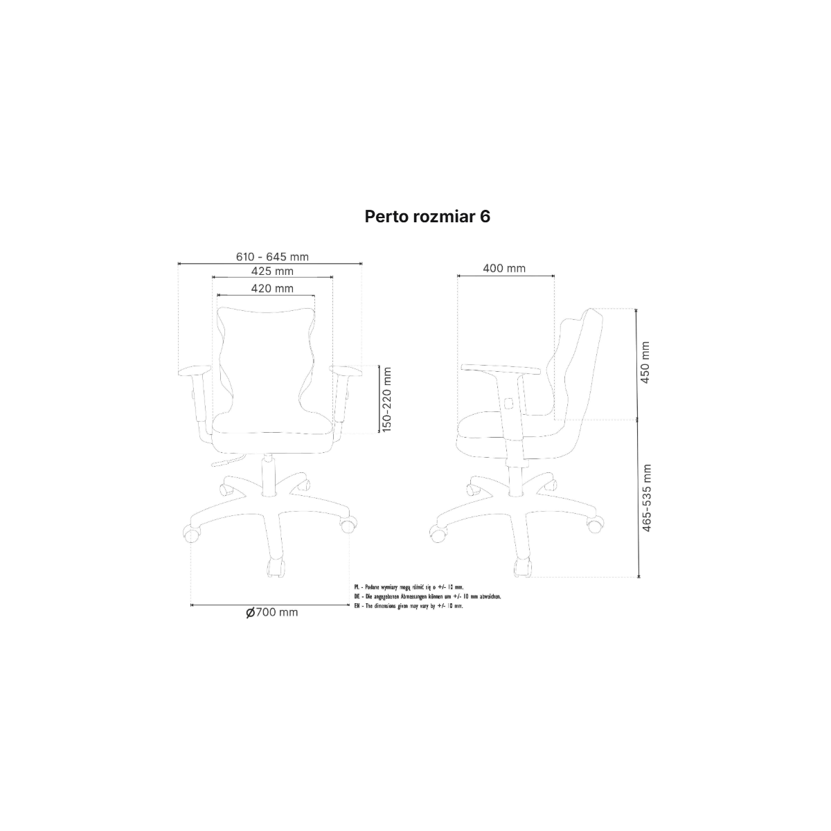 Krzesło obrotowe biurowe z podłokietnikami na kółkach PERTO PLUS ENTELO