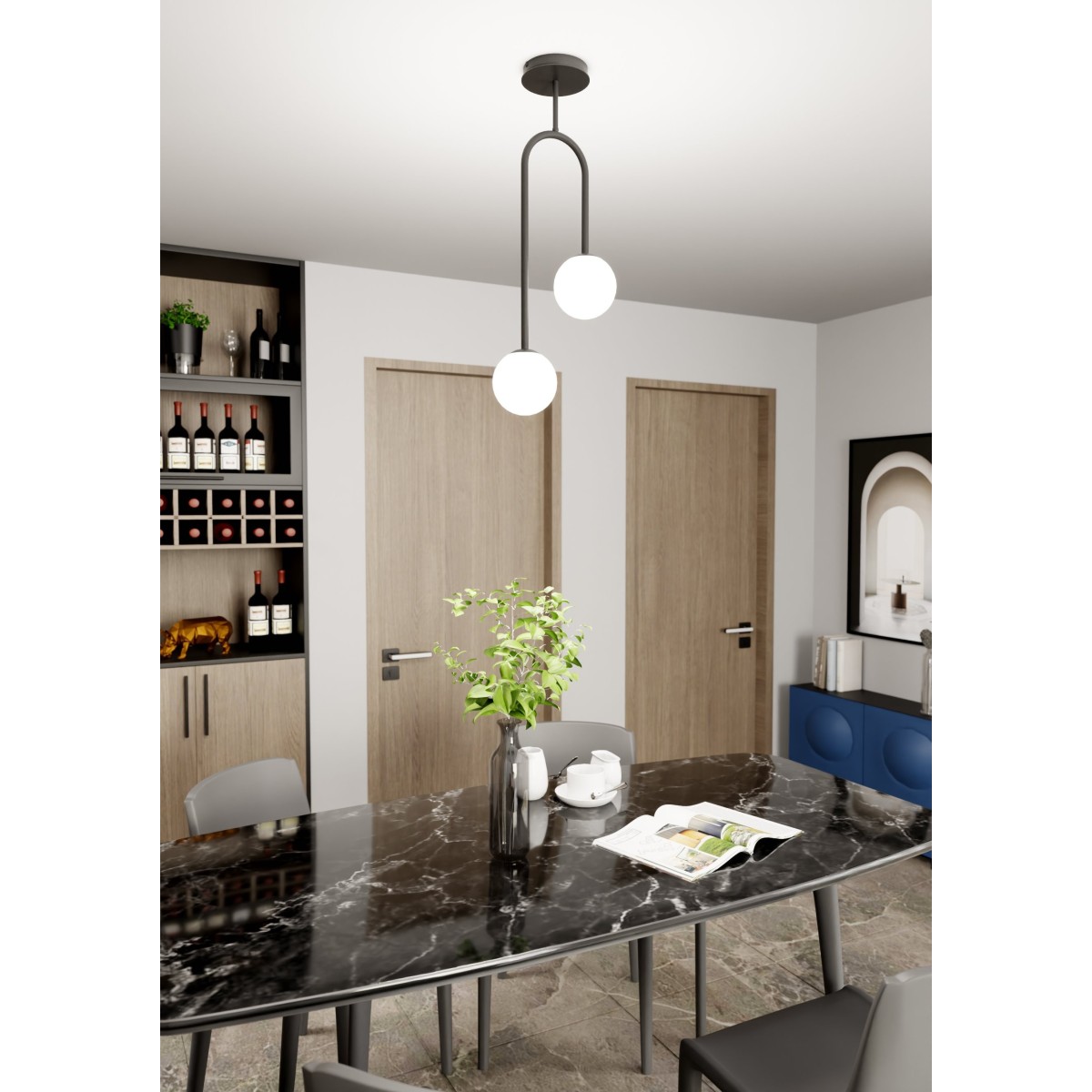 Lampa wisząca ATRIA 2 opal EMIBIG