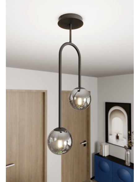 Lampa wisząca ATRIA 2 grafit EMIBIG