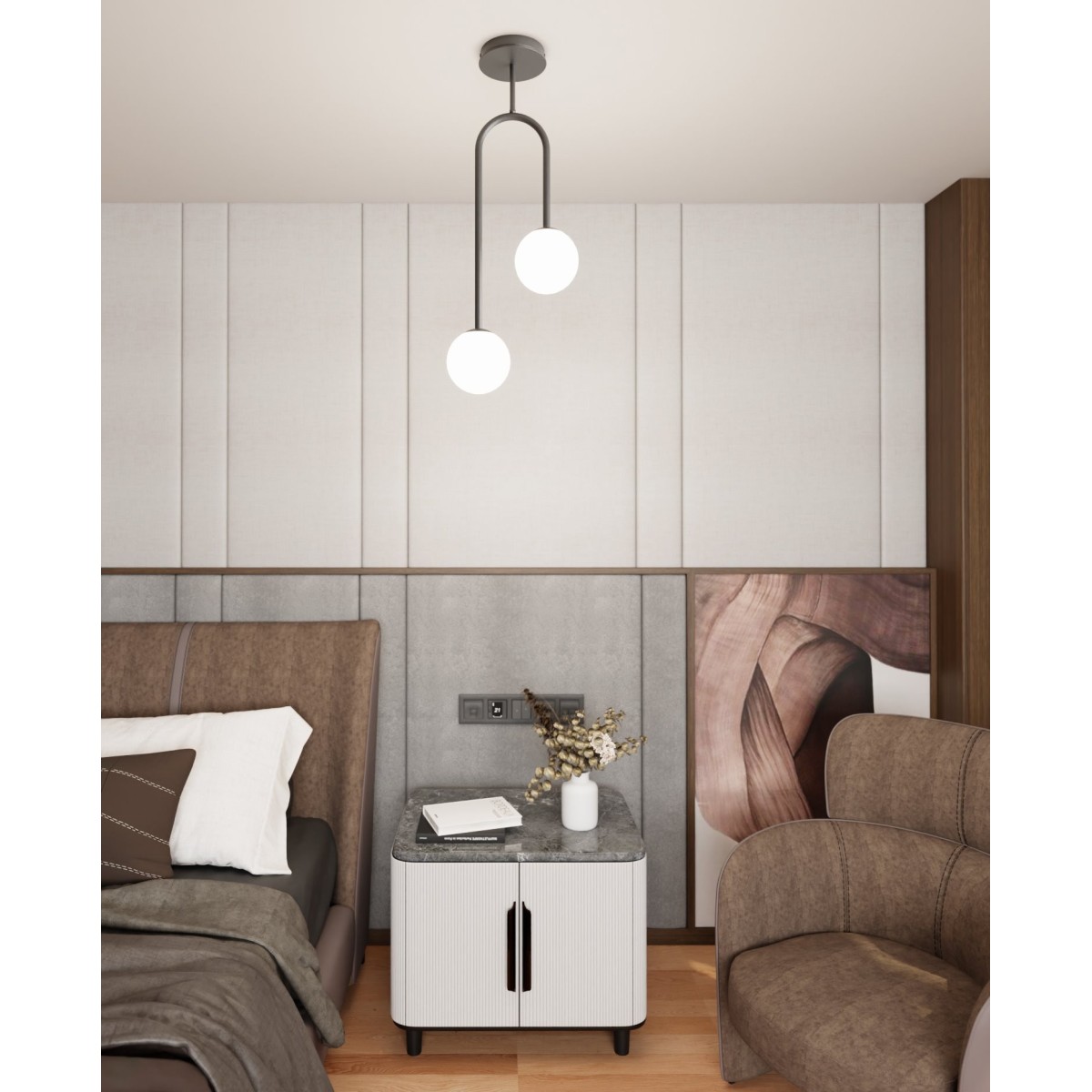 Lampa wisząca ATRIA 2 opal EMIBIG