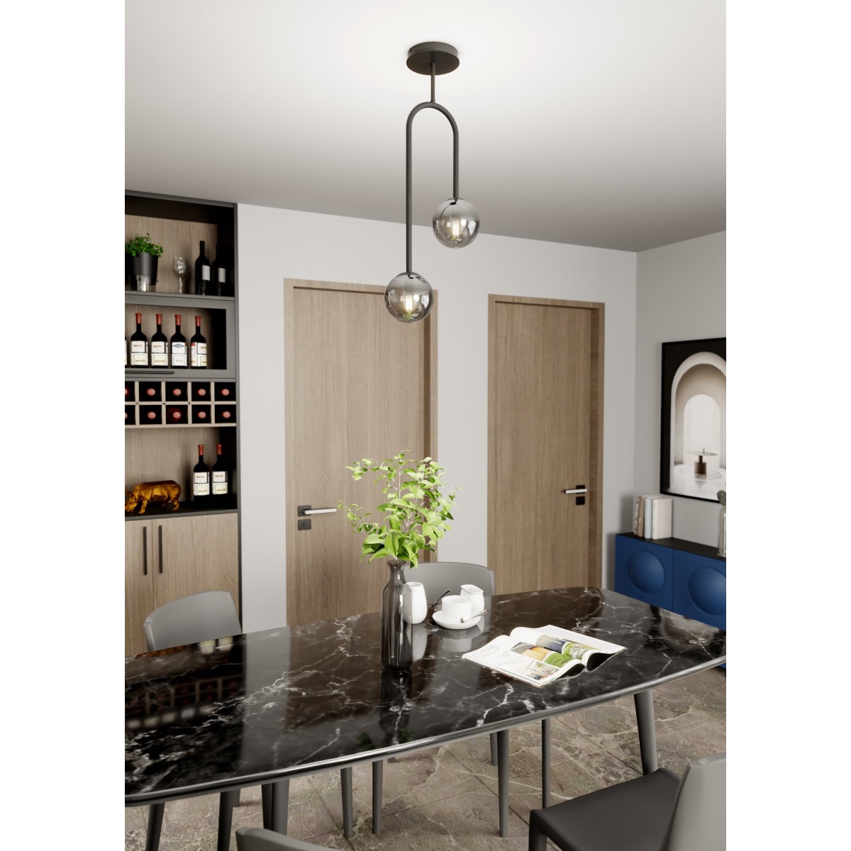 Lampa wisząca ATRIA 2 grafit EMIBIG