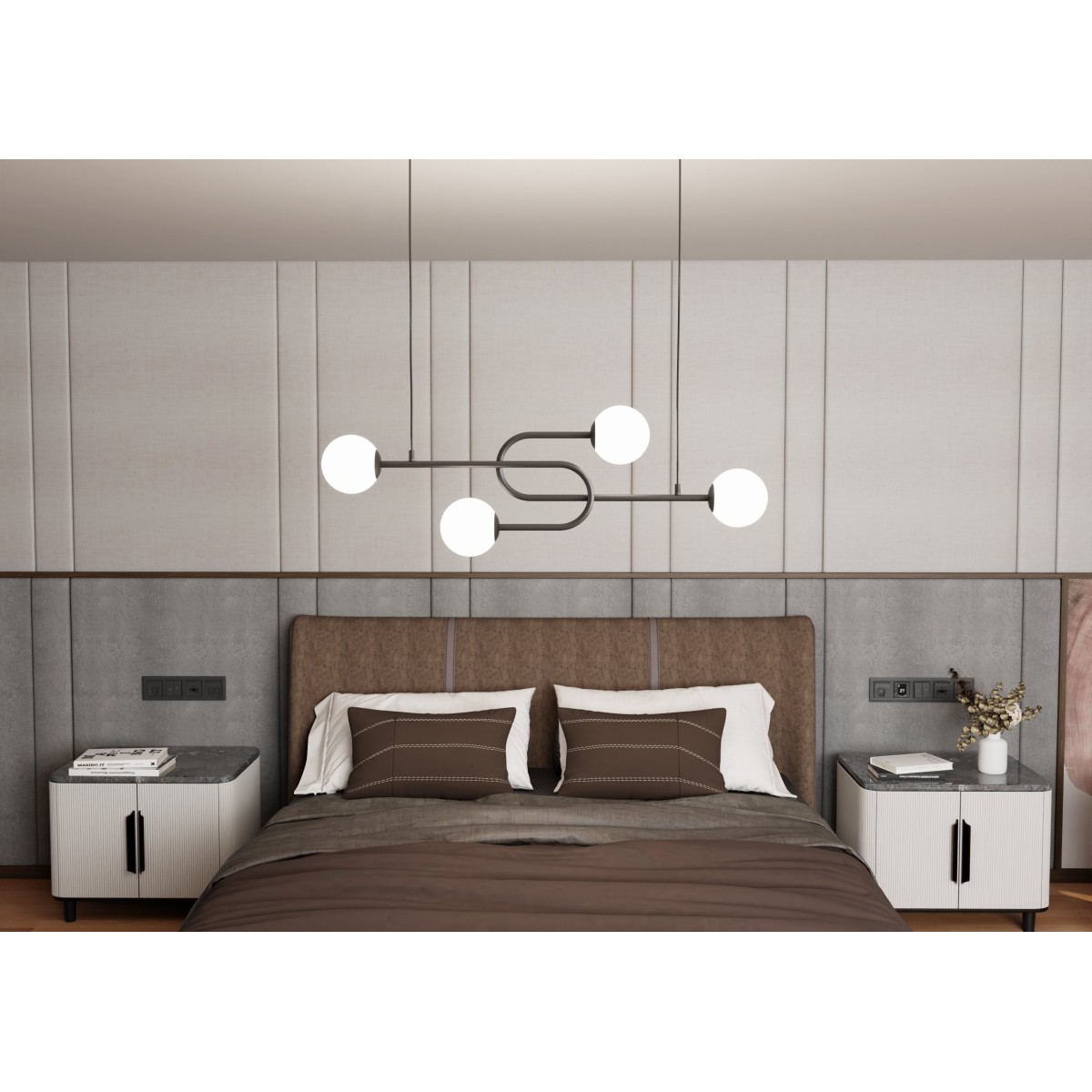 Lampa wisząca ATRIA 4 opal EMIBIG