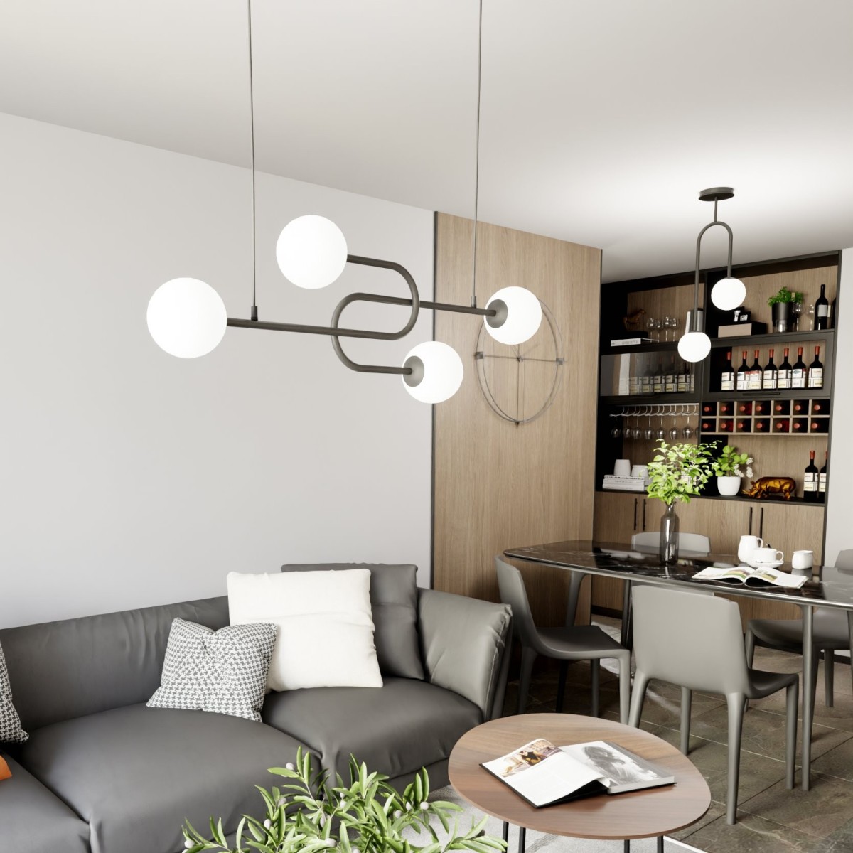 Lampa wisząca ATRIA 4 opal EMIBIG